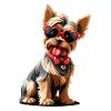 Yorkie with heart sunglasses