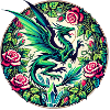 Verdant Phoenix in Rose Circle