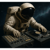 Astronaut DJ on the turntable