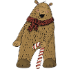 Bear with candy cane and scarf