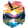 Sunset hawk over wilderness