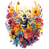Bee in a flower wreath