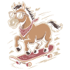 Pony Skateboard with Sunglasses