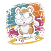Bunter Skate-Hamster mit Sonnenbrille