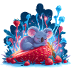 Schlafender Koala auf Erdbeere Neonwald