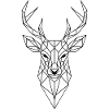 Geometric Deer Head Line Art