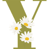 Letter y green daisies
