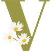 Letter v green daisies
