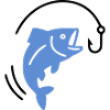 Fishing fish on hook logo