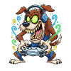 Gaming Wolf with Headphones Gamer Dog