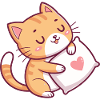 Cuddly Cat on Heart Pillow