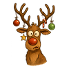 Reh mit Weihnachtskugeln
