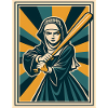 Nonne mit Baseballschläger