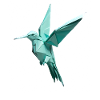Teal Origami Hummingbird
