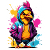 poussin à capuche style graffiti