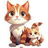 Cat Friendship Cartoon Style Cat