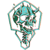 Neon skull in hexagon