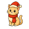 Winter Cat with Santa Hat