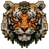 Strong pixel tiger in retro look