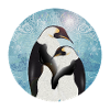 Deux pingouins au motif hivernal peint