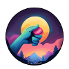 Blue hand holding a chip