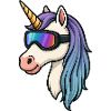 Einhorn mit cooler Skibrille