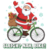 Santa Claus on a bicycle