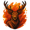 Burning deer in flames