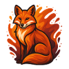 Flaming fox in graphic style