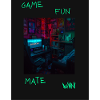 Neon Retro Gaming Room Saying
