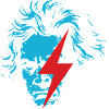 Blue Beethoven face with Red Lightning