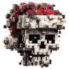 Pixel Skull with Santa Hat