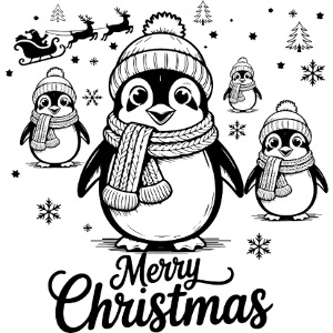 Festive Penguin Wishes Merry Christmas