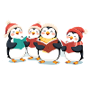 Singing Penguins Christmas Motif