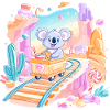 Koala on candy train