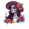 Sugar Skull with Flower Hat