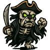 Undead Bulldog pirata scheletro bagliore cartone animato arte