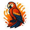 Fire Flaming Macaw Parrot Illustration