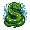 Green Tree Python Snake in Wave