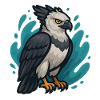 Harpy eagle with turquoise spray
