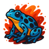 Blauer Pfeilgiftfrosch im flammenden Hintergrund