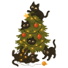Funny Cats Playing Around Christmas Tree