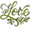 Love lettering with mistletoe