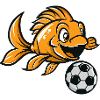 Goldfish foosball table with soccer ball