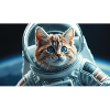 Cat astronaut in orbit