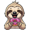 Cute Sloth Donut Cartoon Dessert Candy