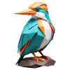 Geometric parrot bird in turquoise-orange