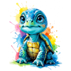 Bunte Schildkröte mit Farbspritzern