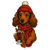 Winter warmth dog with drink