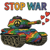 Regenbogen Panzer mit Peace-Zeichen – STOP WAR